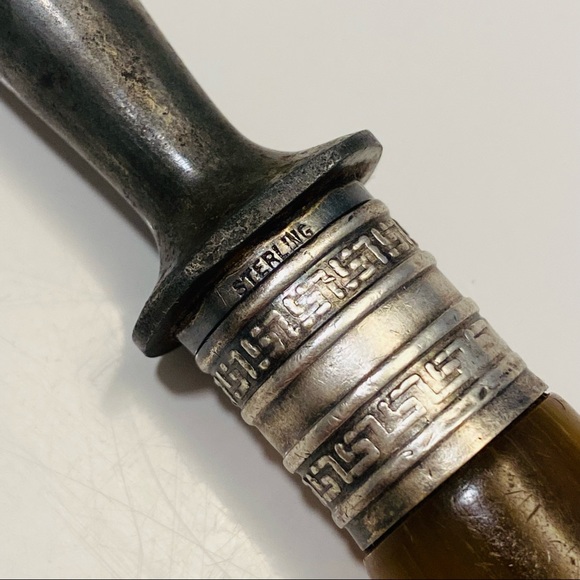 Vintage Sterling Silver Knife Sharpener Honing Steel Rod with Bakelite handle - Picture 8 of 12